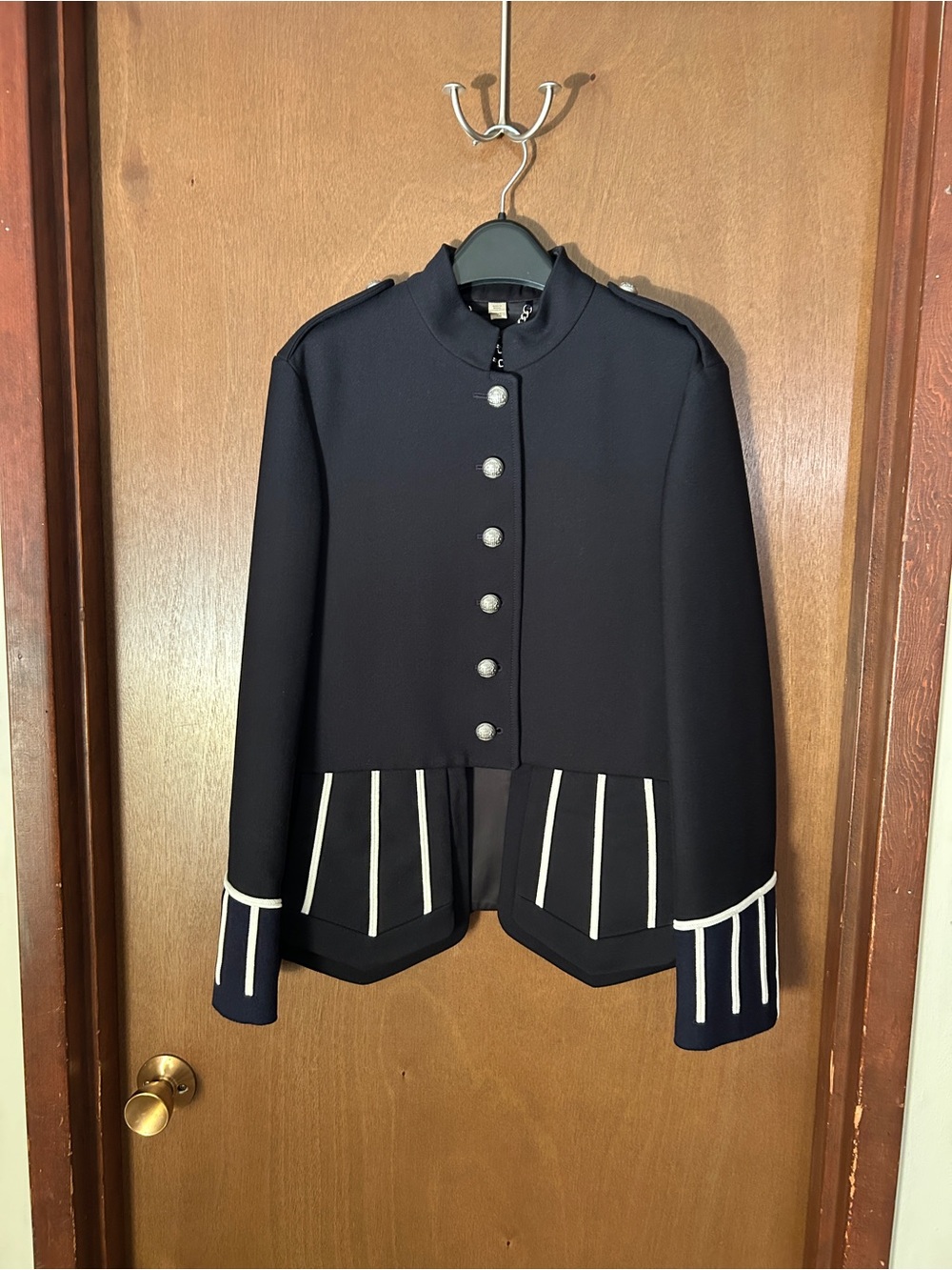 Burberry Ridgeton Wool Military Blazer Jacket In Navy Size 6/ IT 40 - Picture 2 of 9